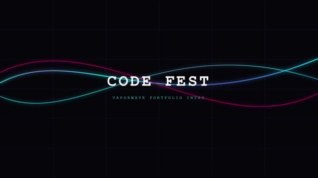 Code fest vaporwave portfolio intro: neon abstract motion animation 4k background, for tech presentations, and digital projects