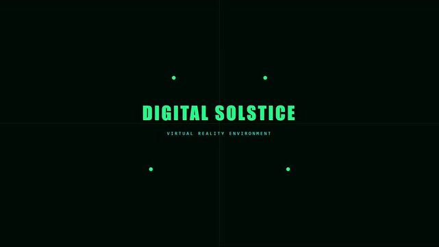 Digital solstice virtual reality environment title card with minimalist hud animation 4k