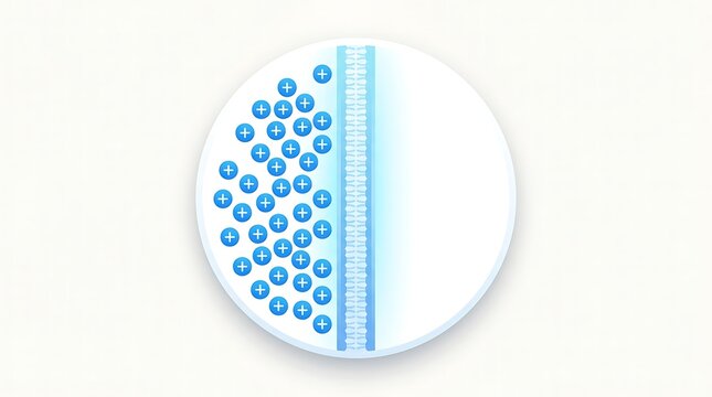 Illustration of cell membrane and positive ions