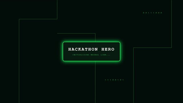 Hackathon hero initializing neural link: futuristic cyber security and artificial intelligence digital interface animation 4k background