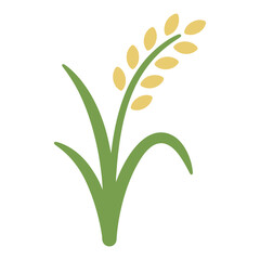 Fototapeta premium Rice Plant Isolated Vector Illustration with Golden Grains and Green Leaves. Simple Agricultural Crop Icon Design.