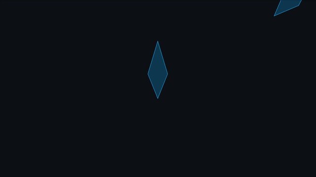 Minimalist blue diamond shape floating animation on dark 4k background, motion