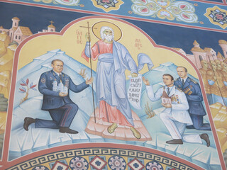 murals and interior of the cosmic Church of St. Andrew the First-Called near the village of Novoselovo, Russia © Lumatis
