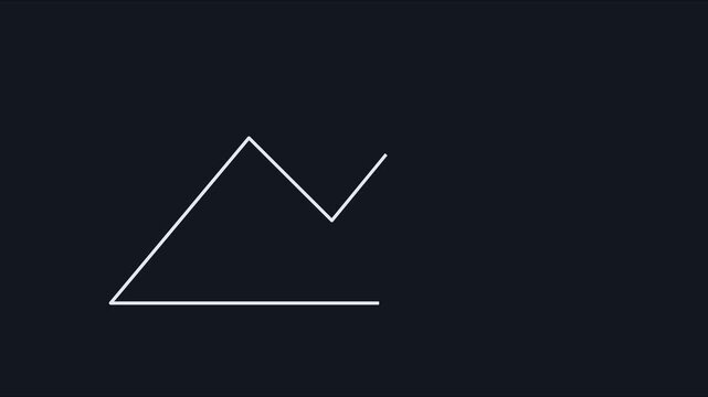 Minimalist line mountain animation: simple geometric peak on dark 4k background, line minimalist