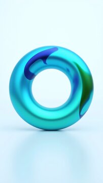 Vivid Blue Green Glossy Abstract Torus Ring