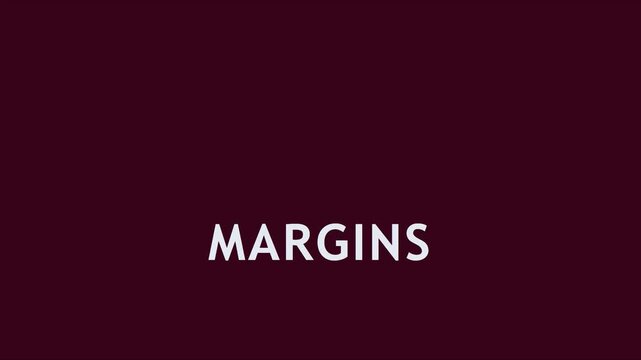 Minimalist margins text animation with rotating loading circle for corporate presentations and digital marketing 4k