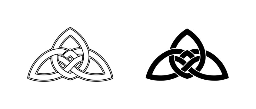 Celtic Triquetra Knot, Trinity Symbol Vector Icons, Black and White Designs