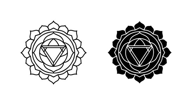 Chakra Symbol Vector Icons, Sacred Geometry, Spiritual Energy Centers, Meditation and Yoga Graphics