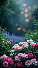 Fototapeta premium Beautiful Floral Background with Soft Bokeh Lights
