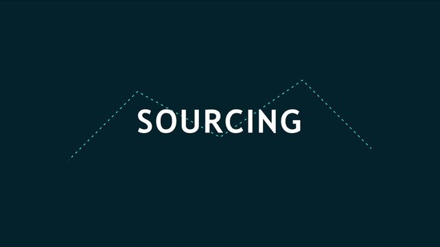 Sourcing business concept animation with dynamic line graph and minimalist typography for corporate presentations and financial data analysis 4k