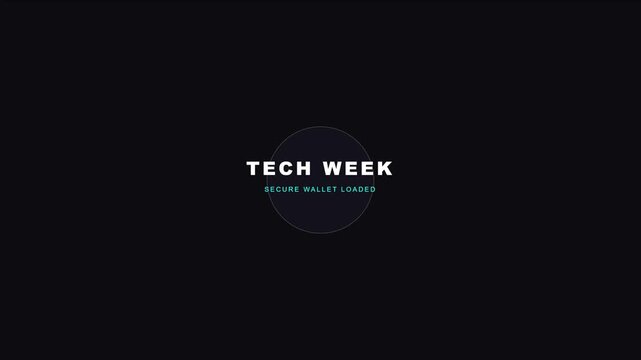 Tech week secure wallet loaded minimalist motion title sequence for digital finance and cryptocurrency business presentations animation 4k