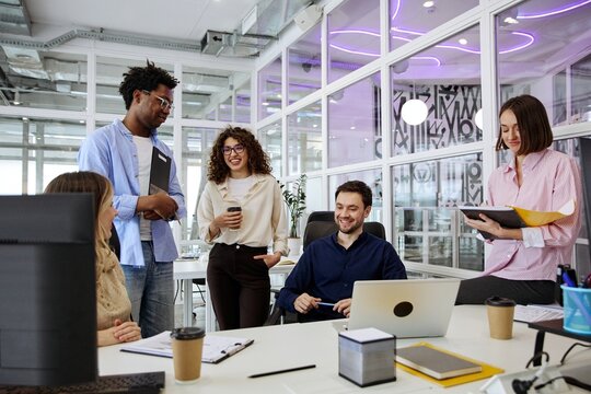 Diverse business team having meeting during a collaborative office meeting