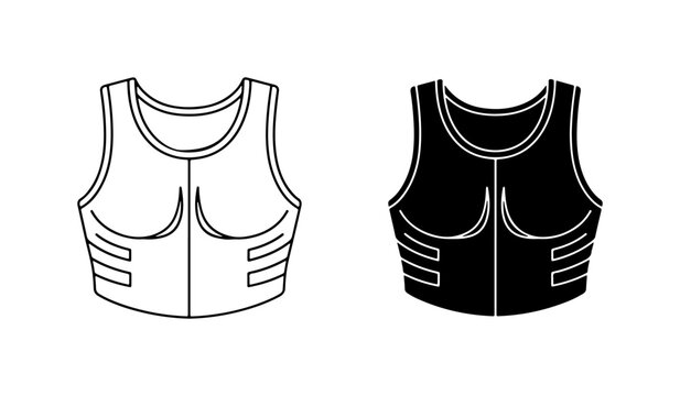 Sports Bra Vector Icons, Athletic Apparel Outline Graphics, Fitness Clothing Symbols, Workout Gear Illustrations
