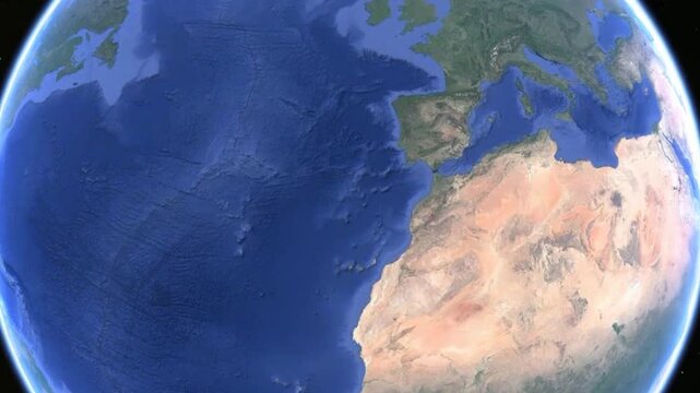 Video of rotating of planet Earth in space. Morocco, algeria, strait of gibraltar on geographical map of world.
Fragment of african continent.