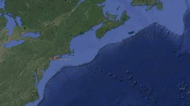 Video of rotating of planet Earth in space.
Usa, long island on geographical world map.
American coast.