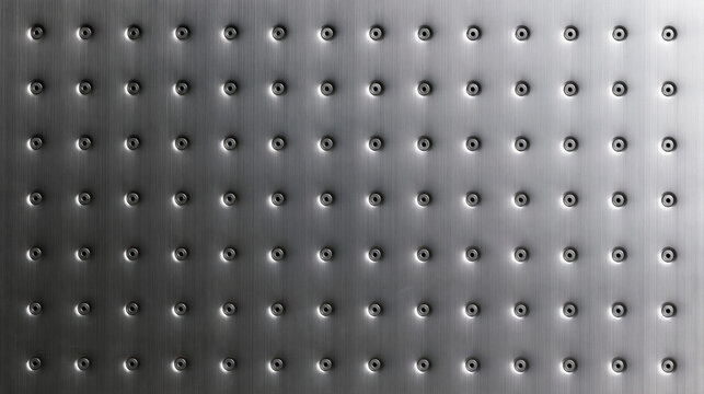 Brushed Metal Surface with Grid Pattern of Screws