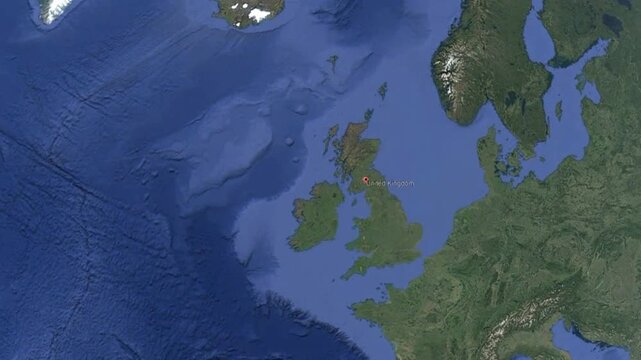 Video of planet Earth rotating in space. United kingdom, ireland, denmark, netherlands, belgium, germany, north sea, baltic sea on geographical world map.