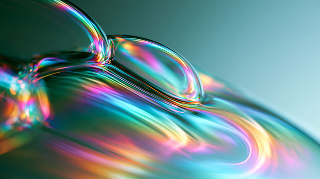 Macro Abstract of Iridescent Soap Bubble Refraction