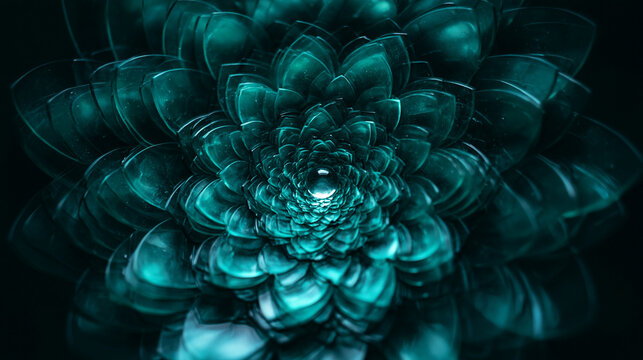Abstract Blooming Crystal Flower with Glowing Center Background
