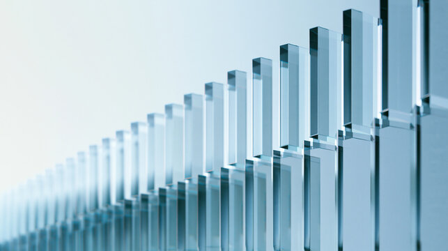 Abstract Glass Bars Ascending in Growth Chart Pattern