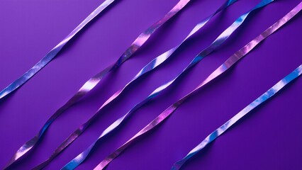 Abstract Violet Metal Ribbons Iridescent Foil Wallpaper