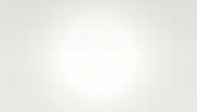 Clean empty light gray jigsaw puzzle pieces forming continuous horizontal and vertical lines as a pattern background.