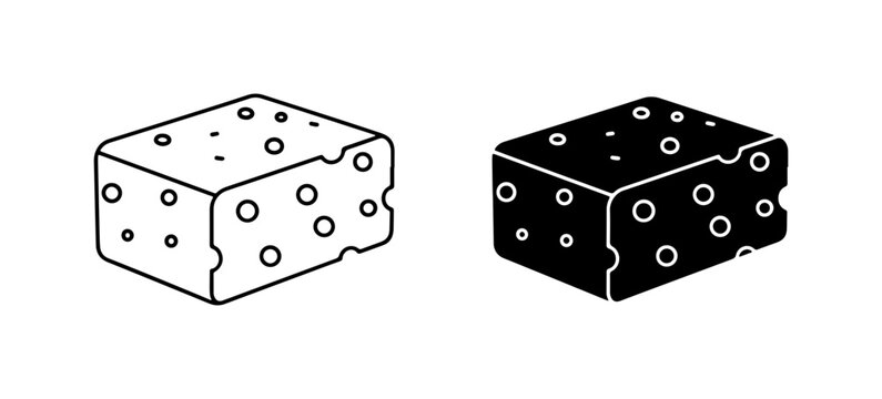 Cheese Icons, Swiss Cheese Vector Art, Food Ingredient Graphics, Dairy Product Illustrations