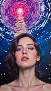 Emotional Counterpoint in an Expanding Color Environment: Female Portrait AI
