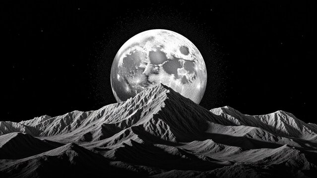 Minimalist Vector Moon Landscape