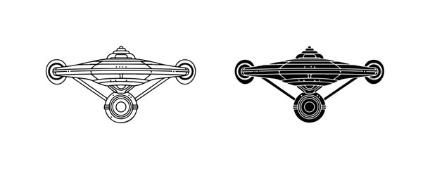 Futuristic Spacecraft Vector, Sci-Fi Starship Design, Alien UFO Silhouette, Technology Concept Art © Habib