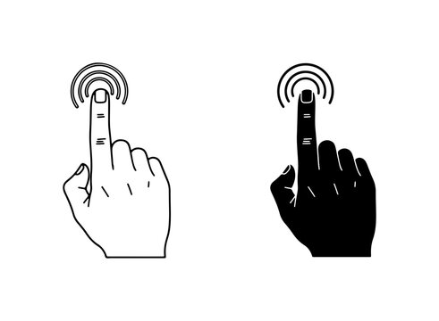 Hand Pointer Icon, Finger Tap Symbol, Digital Interaction Vector Set, Click Action Graphic