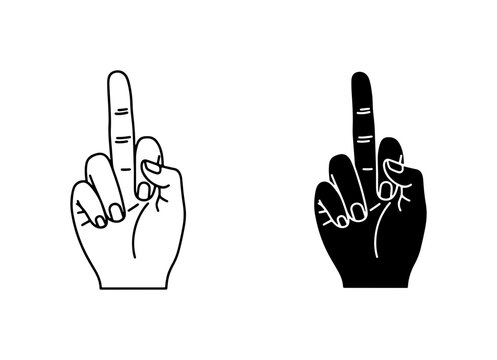 Middle Finger Gesture Vector Icons, Offensive Hand Sign, Rude Symbol, Profanity Icon, Protest Gesture