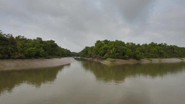 Sundarbans Mangrove Forest and Tidal River Landscape in Bangladesh