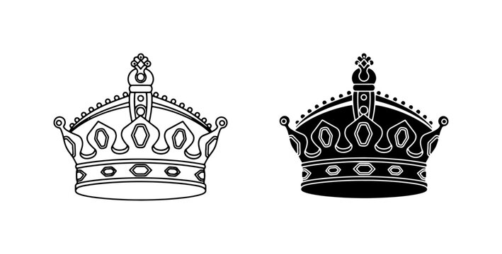 Royal Crown Icons, Regal Symbol Vector Set, Monarch Emblem Graphics, Royalty Emblem