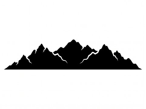Black mountain silhouette of mountains peaks. Mountains landscape vector illustration.