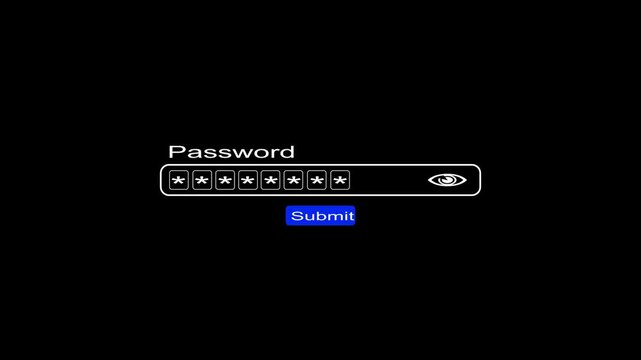 Digital Login Screen Animation with User Authentication and Password Security