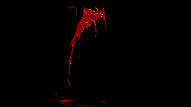 Blood hitting the wall and slowly dripping down - 60 fps, 4K Pro Res with mask pass