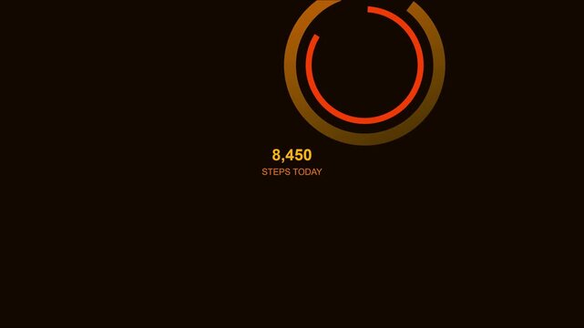 Animated fitness tracker interface showing daily step count progress circle animation 4k steps