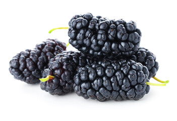 Pile of fresh mulberries isolated on white © New Africa