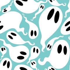 Halloween ghost seamless cute cartoon pattern for wrapping paper and fabrics and kids clothes print and packaging