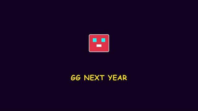 Gg next year minimalist motion with red square character and playful typography animation 4k motion animation