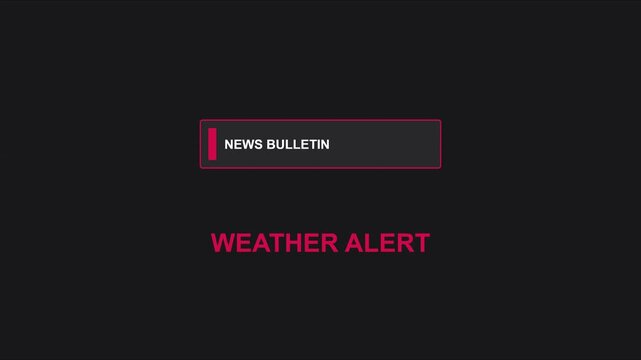 News bulletin weather alert overlay for broadcast media and digital journalism animation 4k
