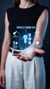 Single sign-on (SSO) security technology displayed on a hand