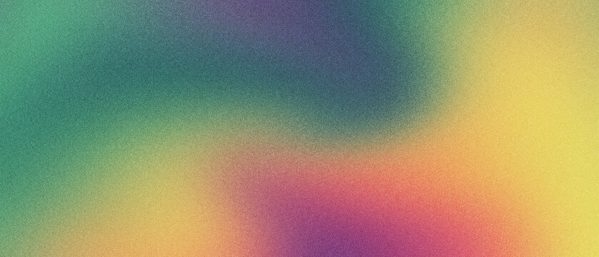 Vibrant grainy gradient background with soft blurred colors. Abstract lo-fi noise texture in purple, yellow, and green. Retro aesthetic color transition for modern digital design and wallpaper.