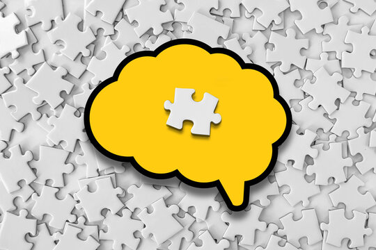 Mental health and intelligence concept. A missing piece of the brain puzzle.