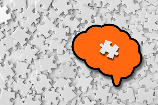 Mental health and intelligence concept. A missing piece of the brain puzzle.