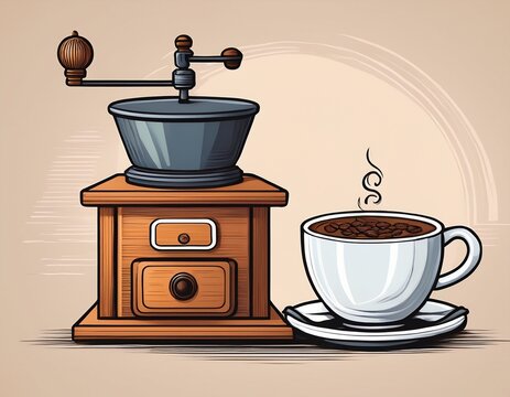 coffee cup and coffee grinder