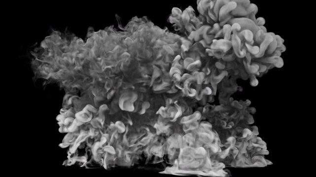Very thick smoke exploding and filling the space quickly - 60 fps, 4K Pro Res with mask pass