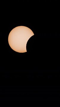 moment of totality during the 2026 solar eclipse when the moon cast a shadow over the sun 