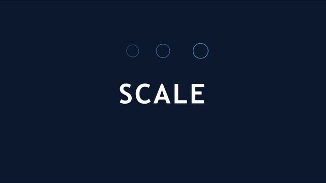 Minimalist scale concept animation with loading circles on dark blue 4k background, for business growth, and technology presentations